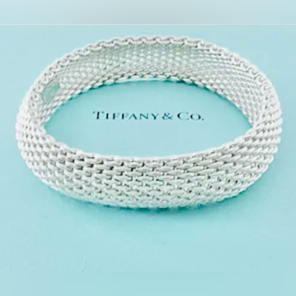 Vintage Tiffany & Co. Somerset Mesh Bangle Bracelet .925 Silver – 7.5” - Picture 3 of 8